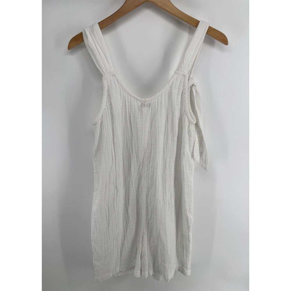 NWT Faherty Dream Cotton Gauze Jamesport Romper Sz S Shoulder Ties Beach $178 - Picture 2 of 8